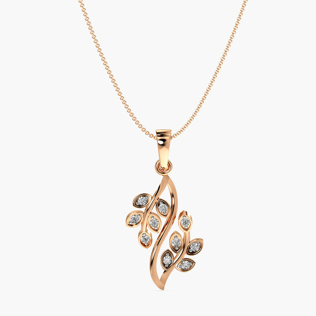 Nature-Inspired Diamond Pendant - Front View in Rose Gold - Diamond Pendant by Moena