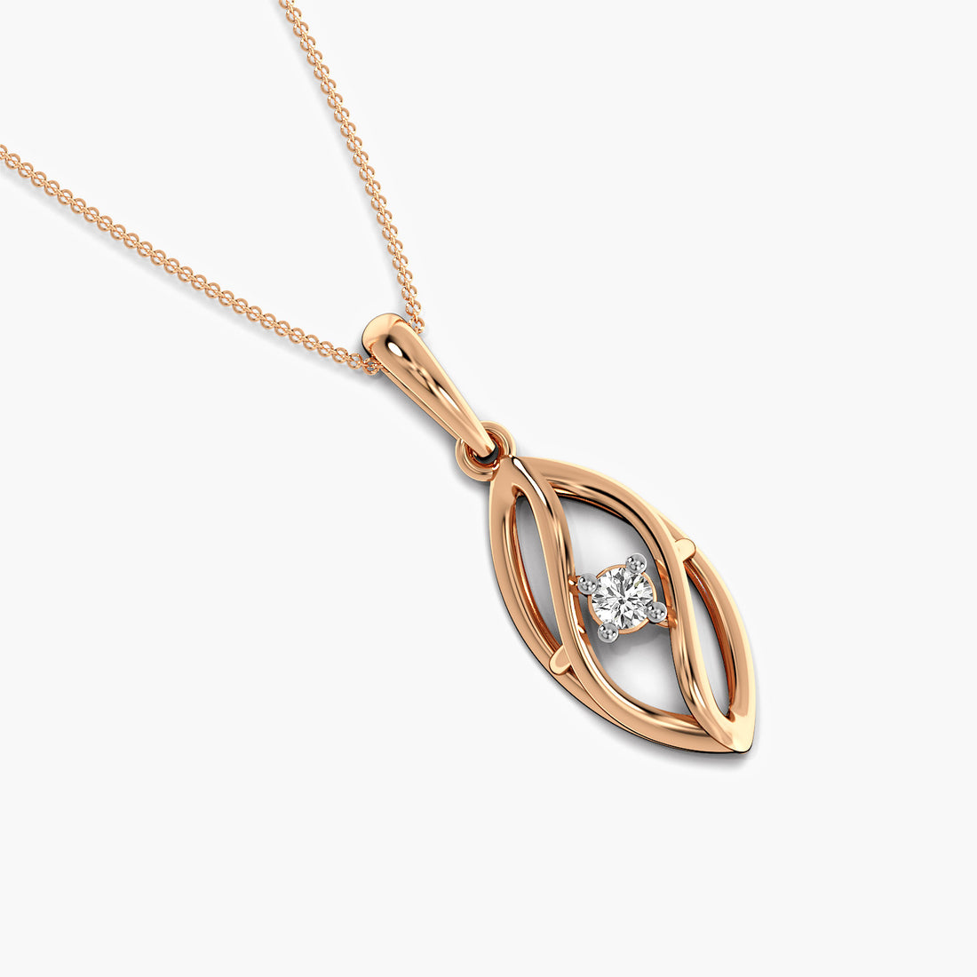 Elegant Cage Diamond Pendant - Top View in Rose Gold - Diamond Pendant by Moena