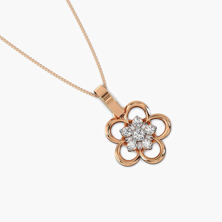 Floral Lab-Grown Diamond Pendant - Top View in Rose Gold - Diamond Pendant by Moena