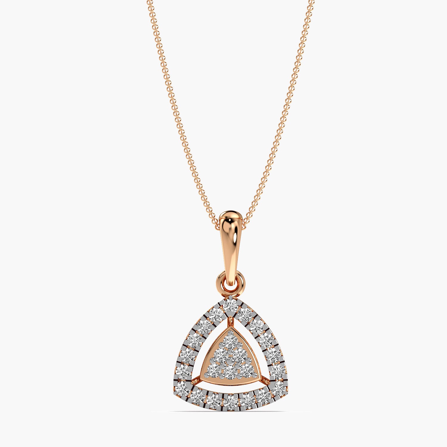 Triangular Halo Diamond Pendant - Moena