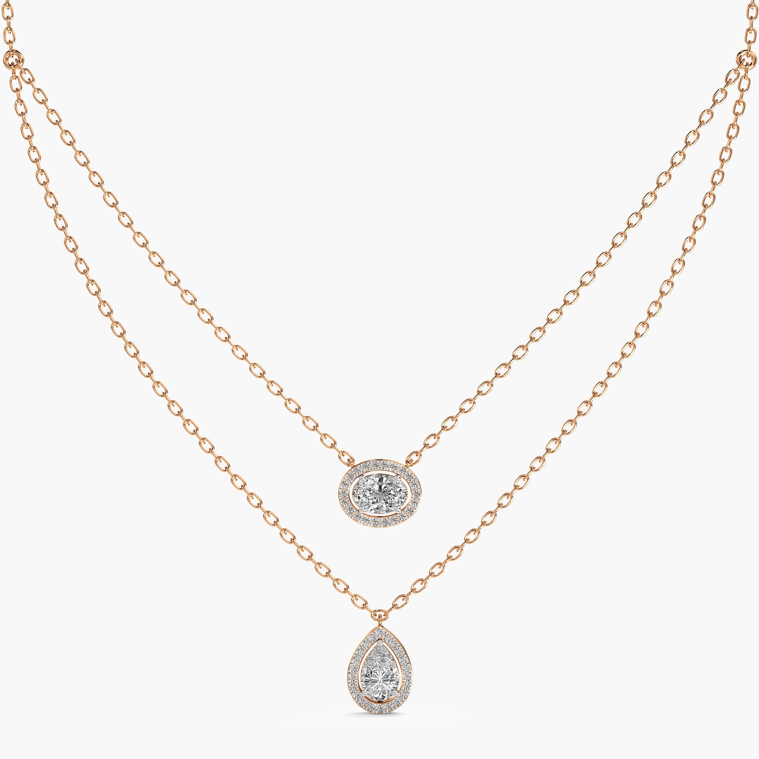 Double Layered Pendant Necklace(With Chain) - Moena