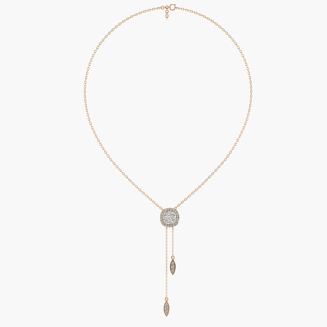 Graceful Drop Lab-Grown Diamond Necklace (With Chain) - Full View in Rose Gold - Diamond Pendant by Moena