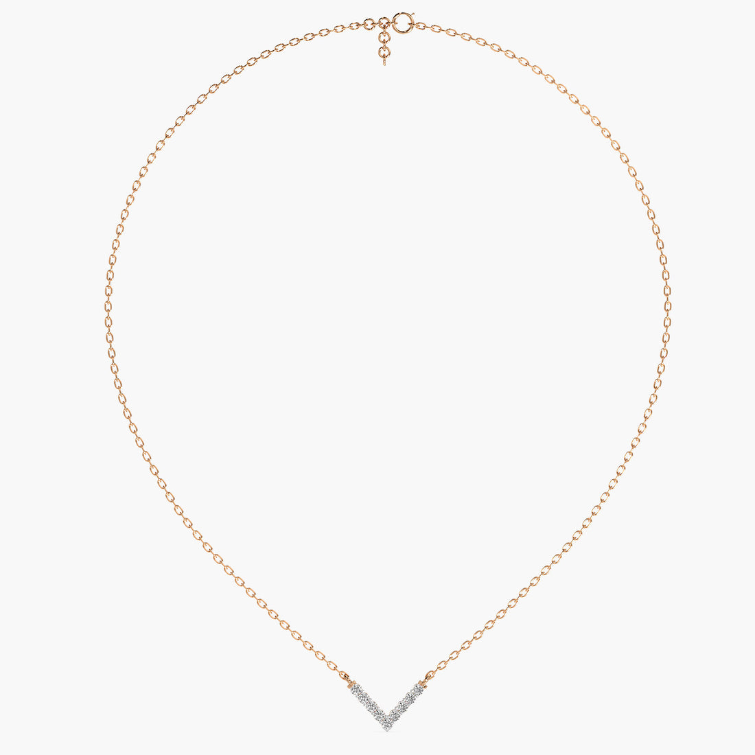 Sleek Angle Pendant(With Chain) - Front View in Rose Gold - Diamond Pendant by Moena