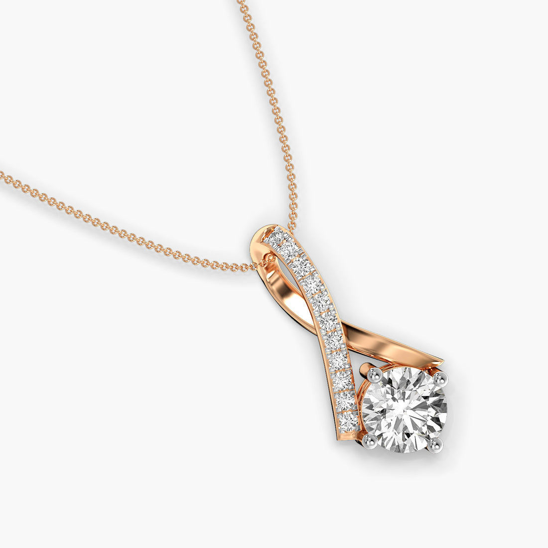 Elegant Twist Pendant - Top View in Rose Gold - Diamond Pendant by Moena