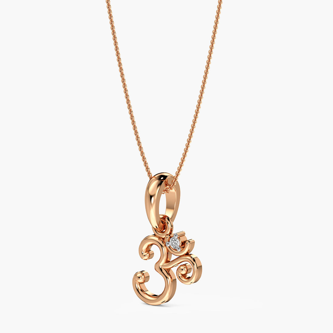 Sacred Om Pendant - 3D View in Rose Gold - Diamond Pendant by Moena