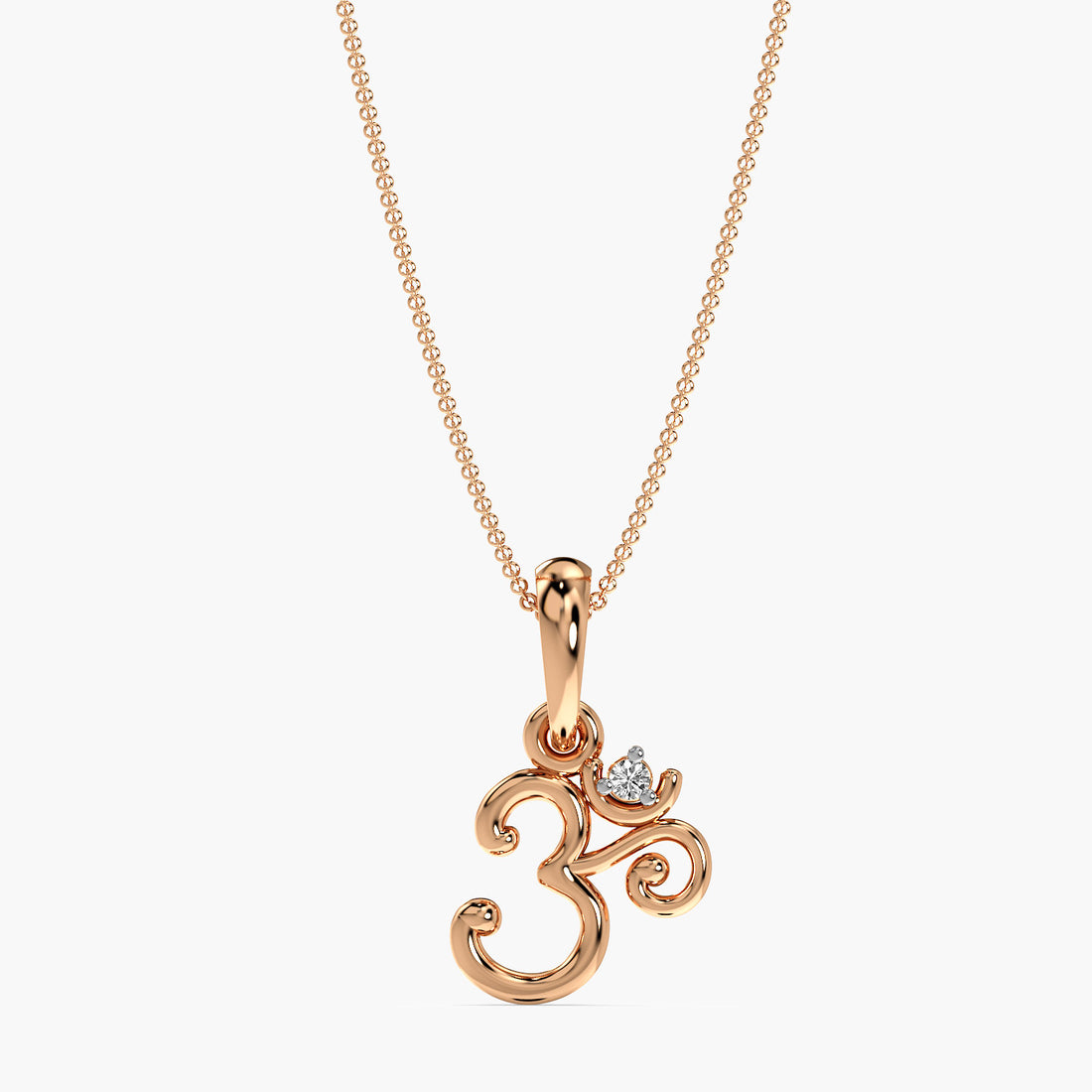 Sacred Om Pendant - Front View in Rose Gold - Diamond Pendant by Moena
