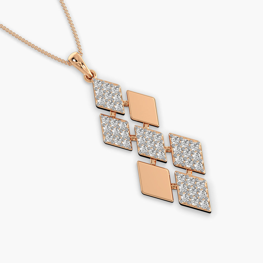 Geometric Glam Pendant - Top View in Rose Gold - Diamond Pendant by Moena