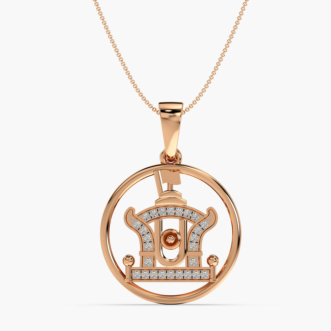 Sacred Temple Lab-Grown Diamond Pendant - Front View in Rose Gold - Diamond Pendant by Moena