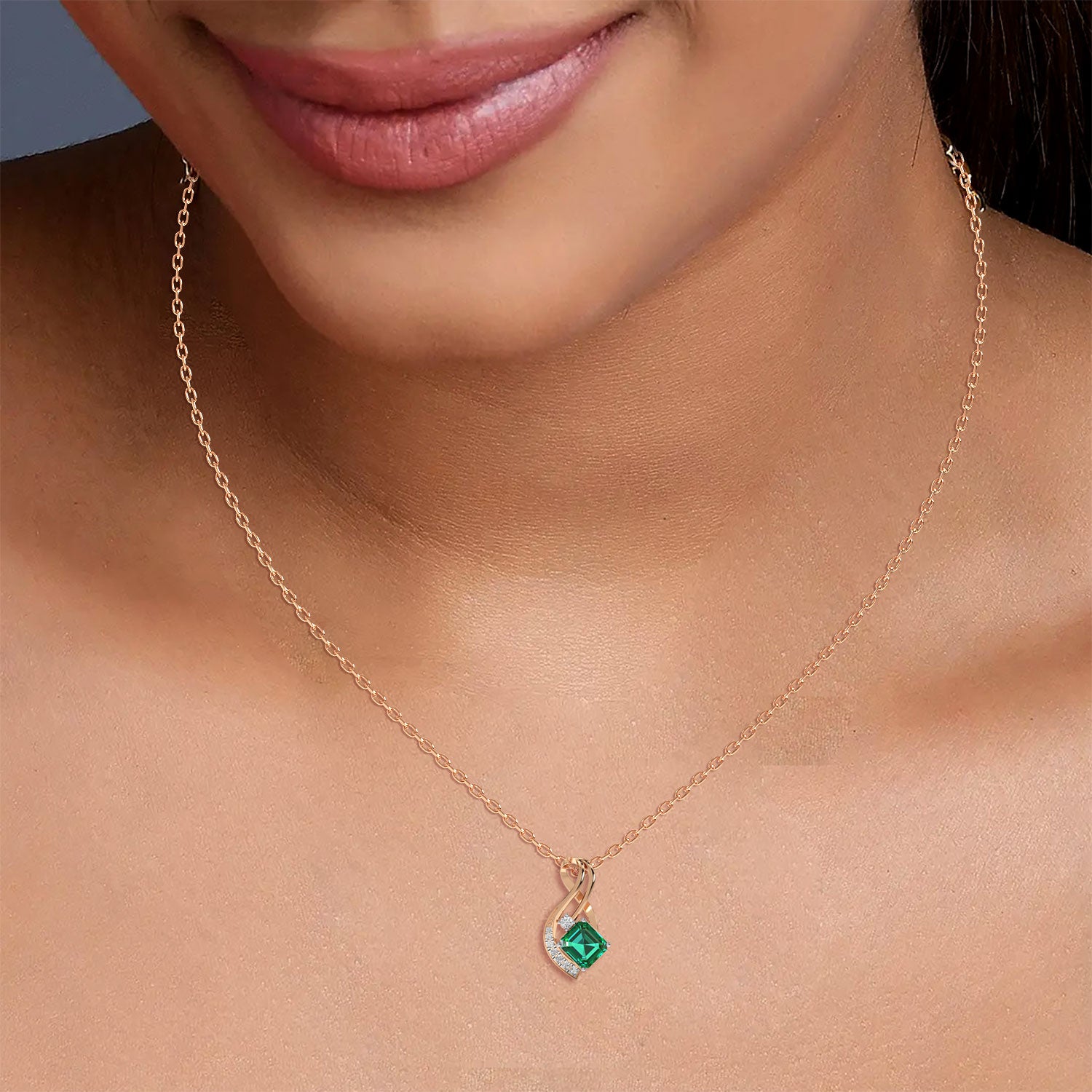 Emerald and Lab-Grown Diamond Pendant - MOENA | Lab Grown Diamond Jewellery