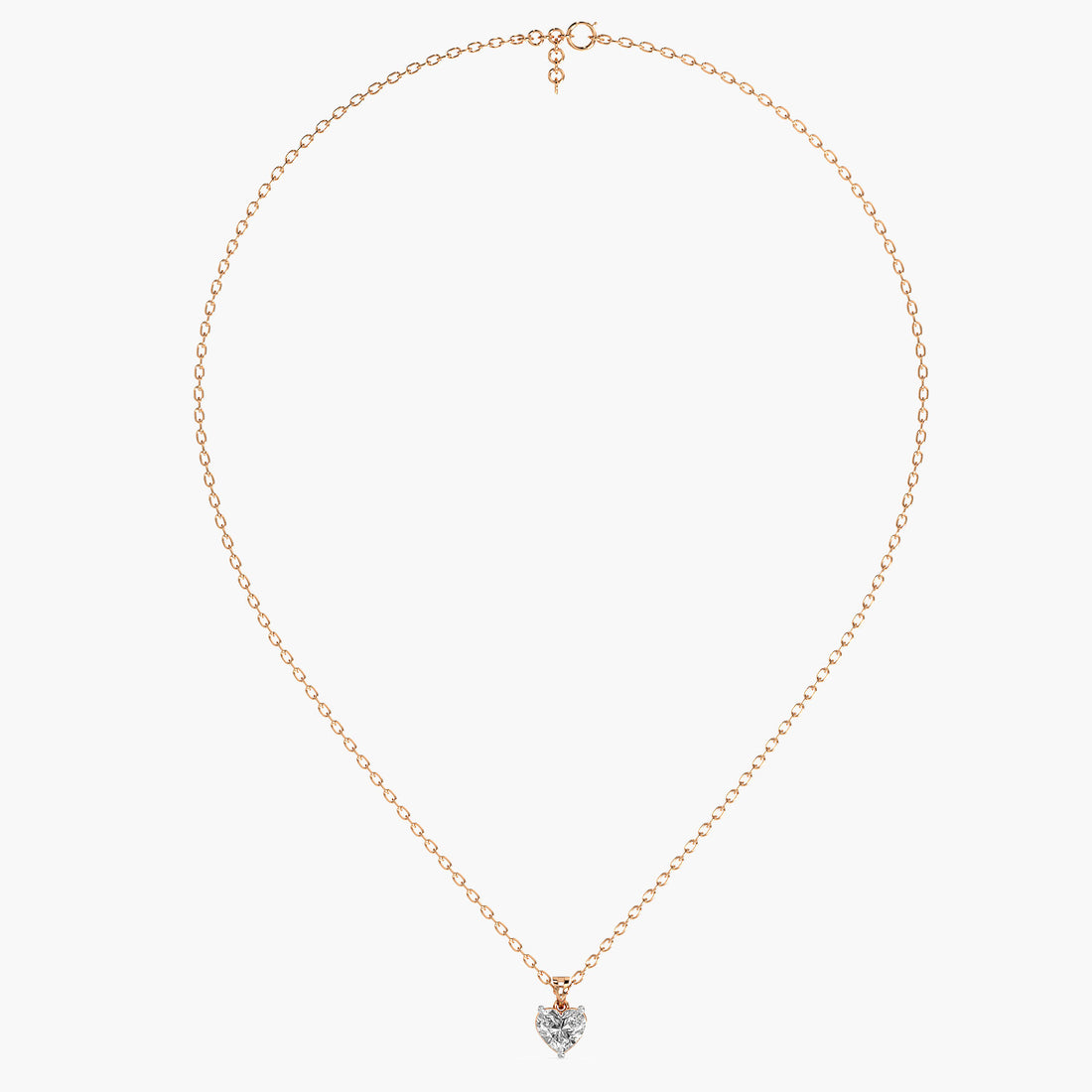 Heart-Shaped Lab-Grown Diamond Necklace(With Chain) - Front View in Rose Gold - Heart Diamond Pendant by Moena