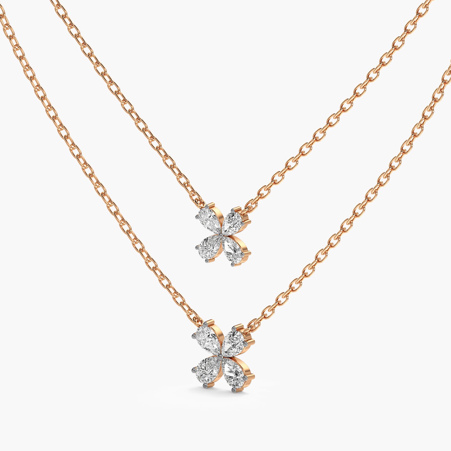 Twin Bloom Necklace (With Chain)