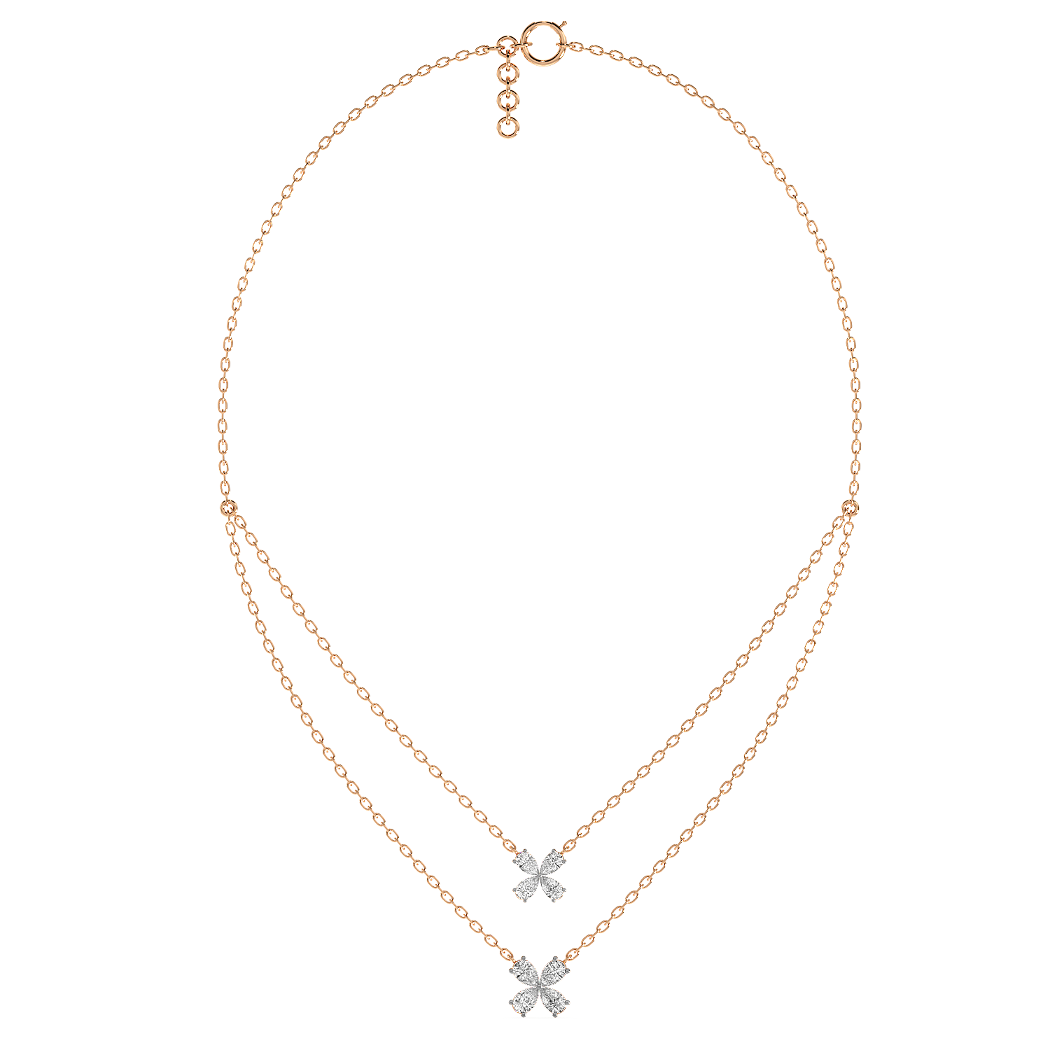 Twin Bloom Necklace (With Chain)