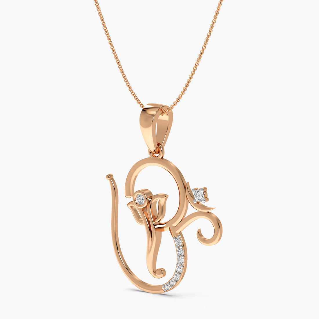 Divine Ganesha Lab-Grown Diamond Pendant - 3D View in Rose Gold - Diamond Pendant by Moena