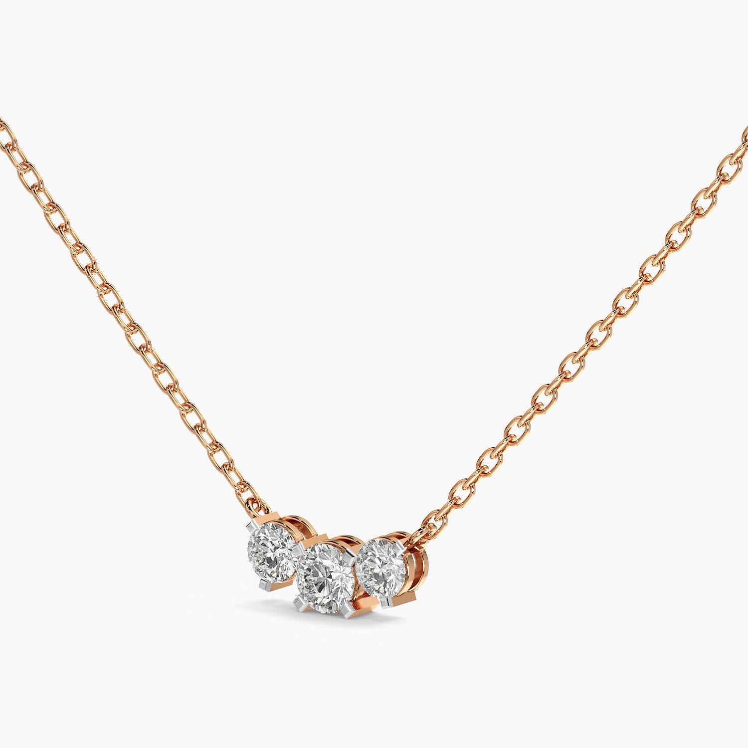 Three-Stone Lab-Grown Diamond Necklace(With Chain) - Moena