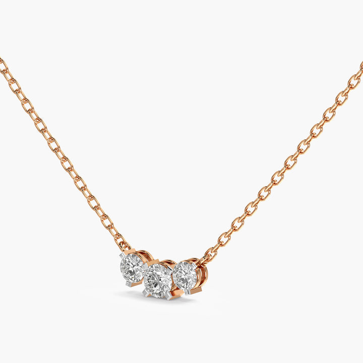 Three-Stone Lab-Grown Diamond Necklace(With Chain) - Moena