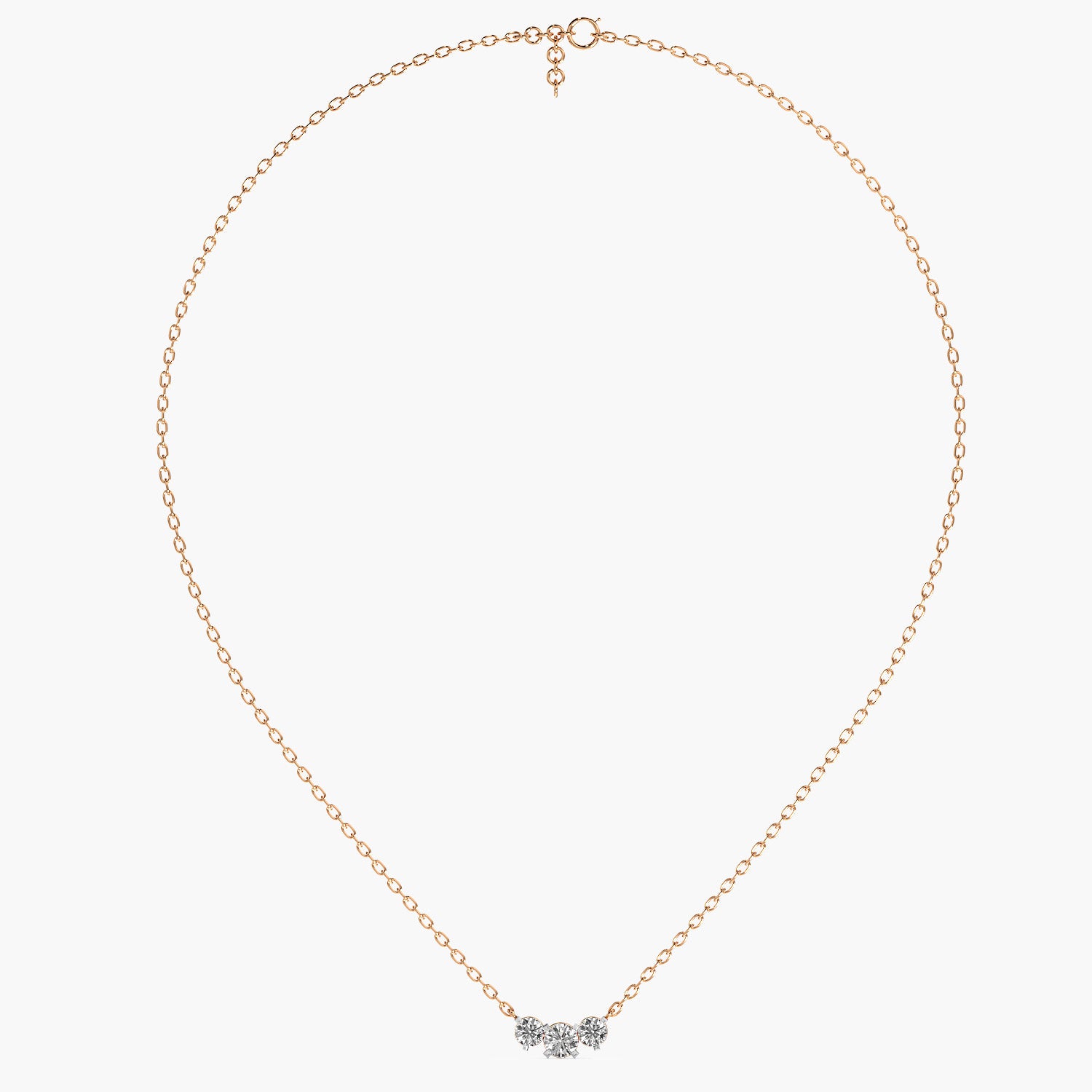 Three-Stone Lab-Grown Diamond Necklace(With Chain) - Moena