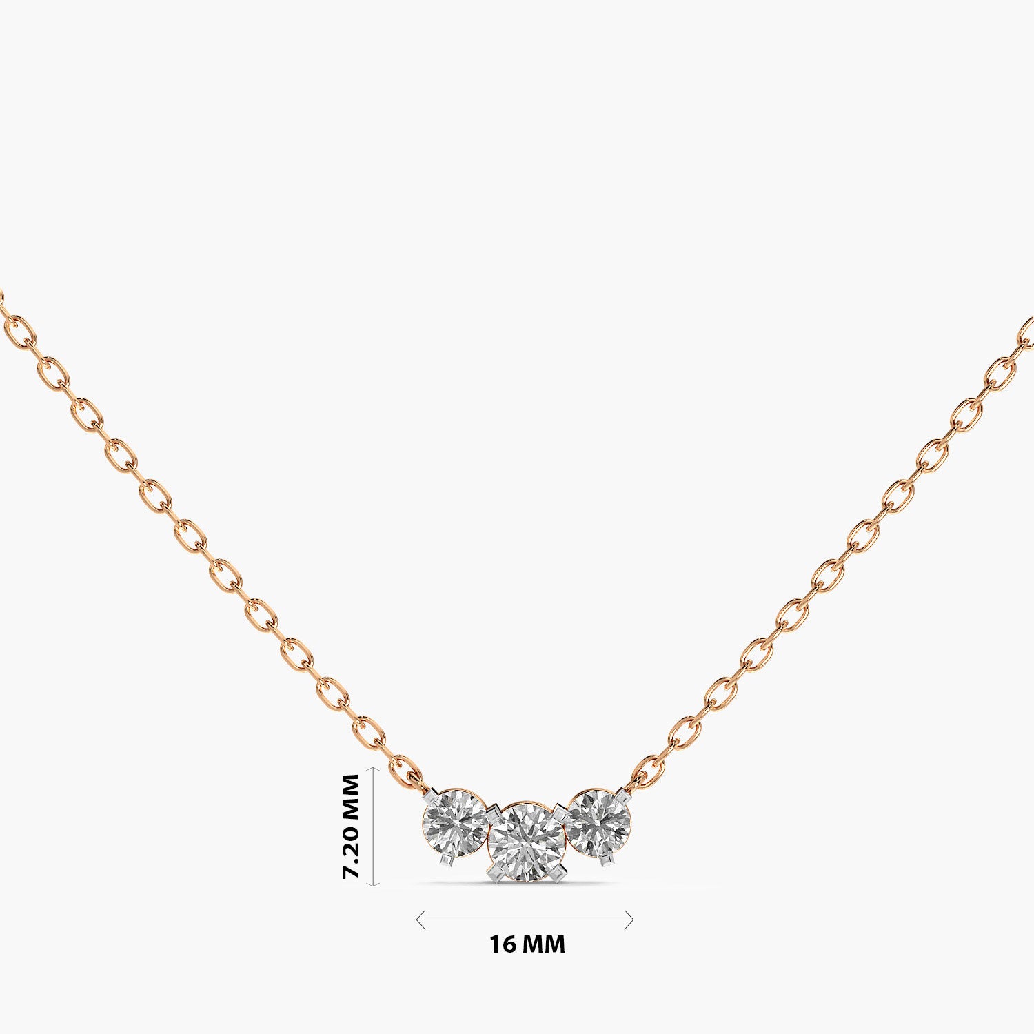 Three-Stone Lab-Grown Diamond Necklace(With Chain) - Moena