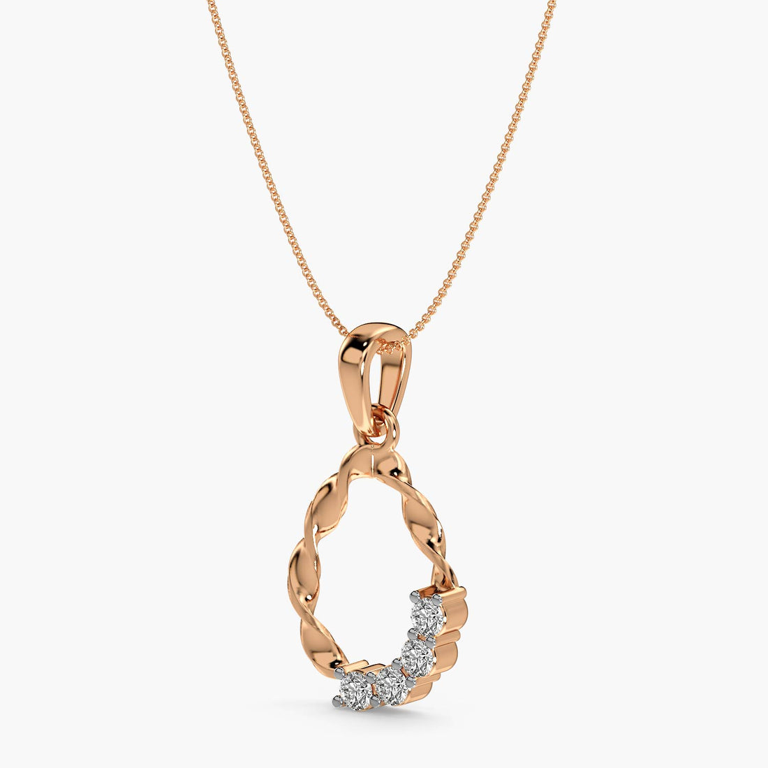 Twisted Radiance Pendant - 3D View in Rose Gold - Diamond Pendant by Moena