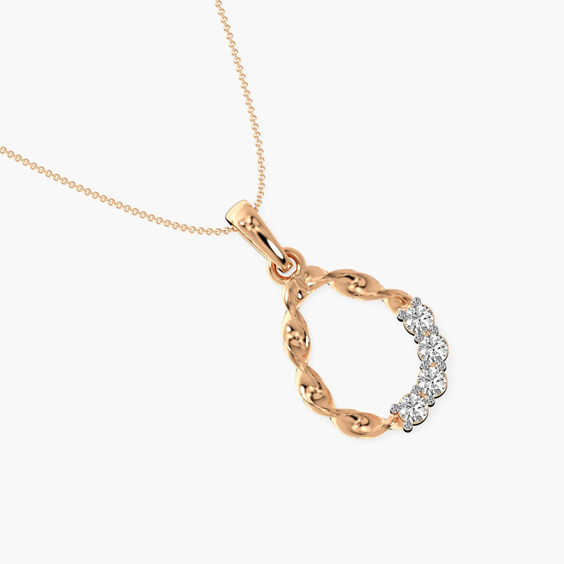 Twisted Radiance Pendant - Top View in Rose Gold - Diamond Pendant by Moena