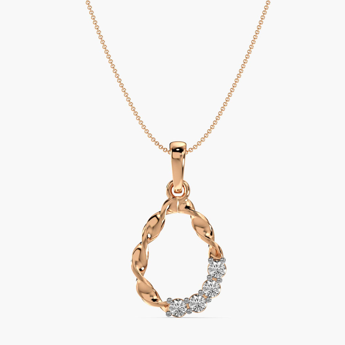 Twisted Radiance Pendant - Front View in Rose Gold - Diamond Pendant by Moena