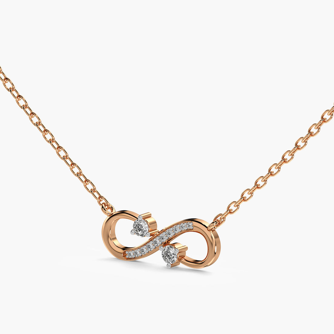 Infinity Spark Lab-Grown Diamond Pendant (With Chain) - 3D View in Rose Gold - Diamond Pendant by Moena
