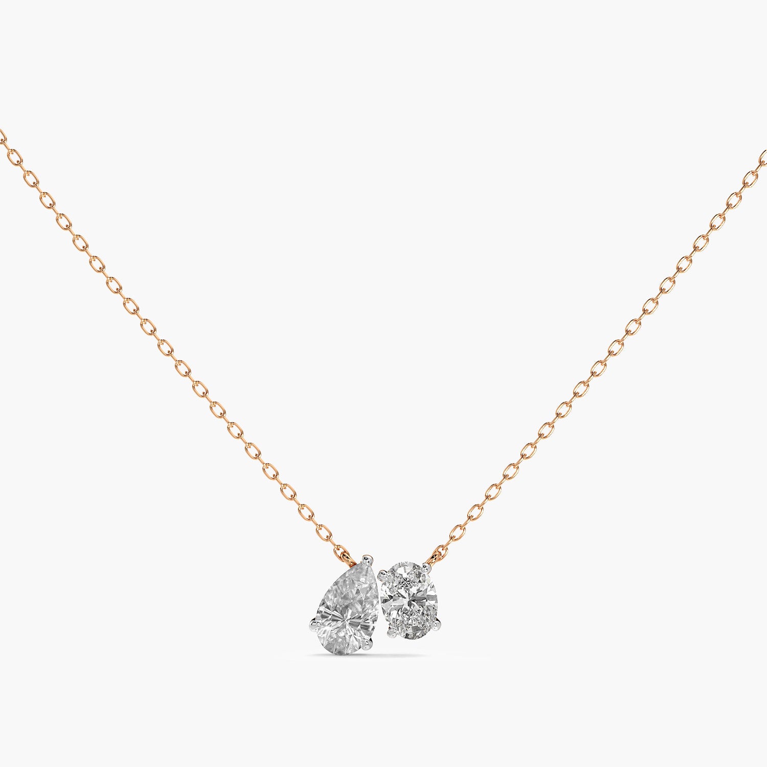 Dual-Stone Lab-Grown Diamond Necklace(With Chain) - Moena