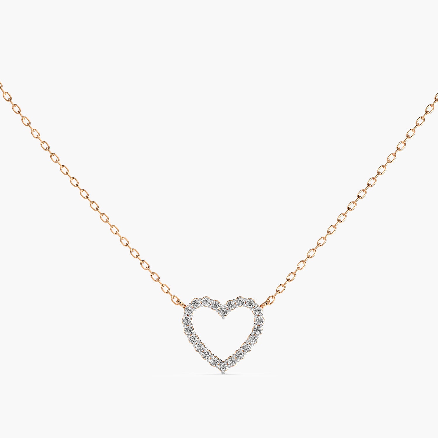 Open Heart Lab-Grown Diamond Necklace(With Chain) - Moena