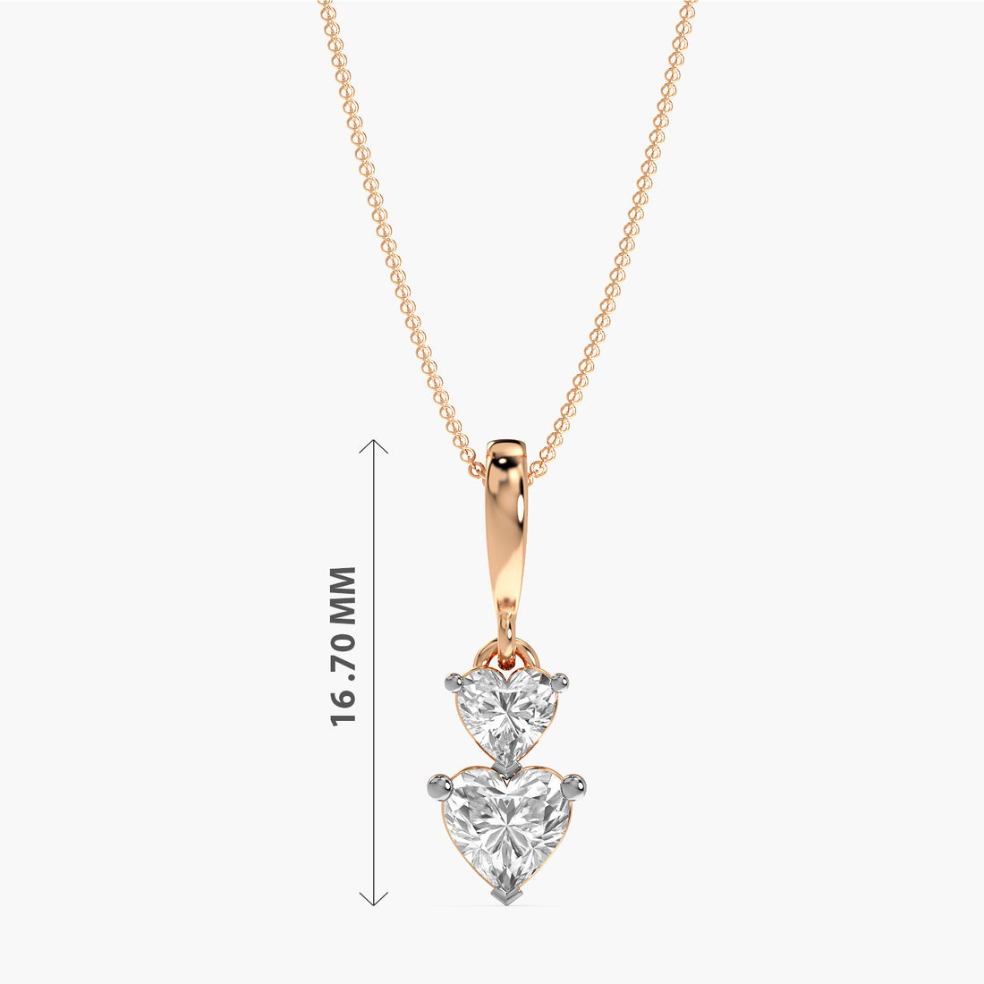 Heartline Pendant - Front View in Rose Gold - Diamond Pendant by Moena