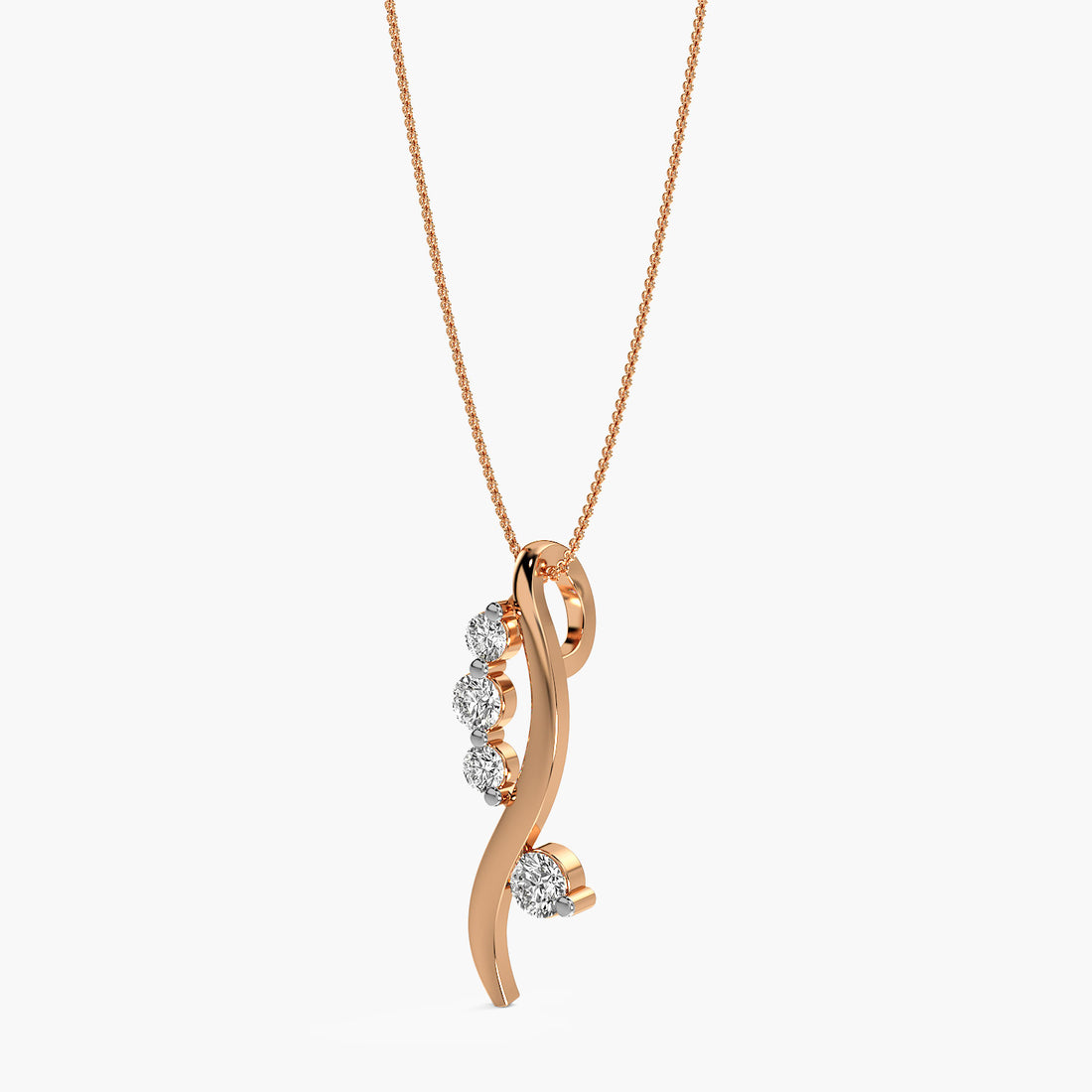 Twirl Elegance Pendant - 3D View in Rose Gold - Diamond Pendant by Moena