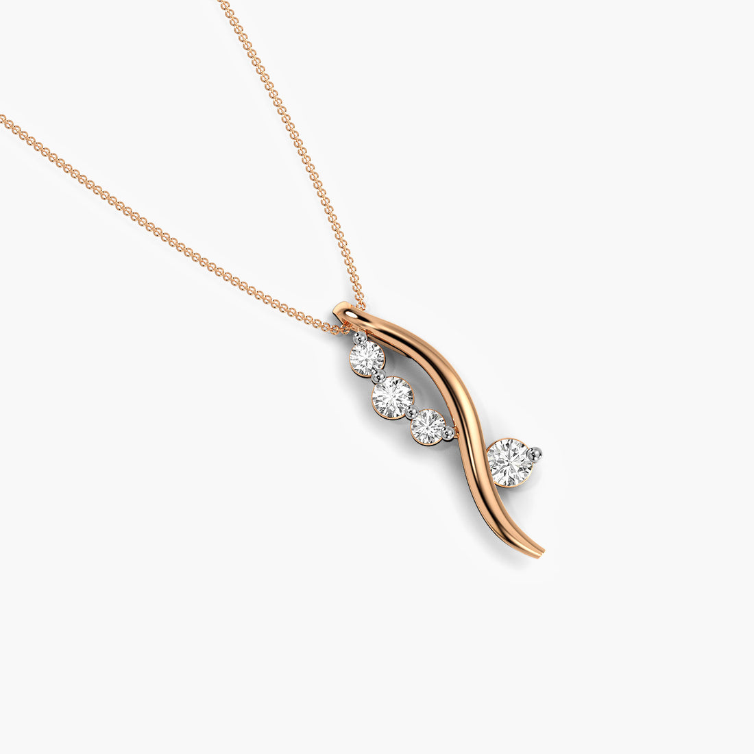 Twirl Elegance Pendant - Top View in Rose Gold - Diamond Pendant by Moena