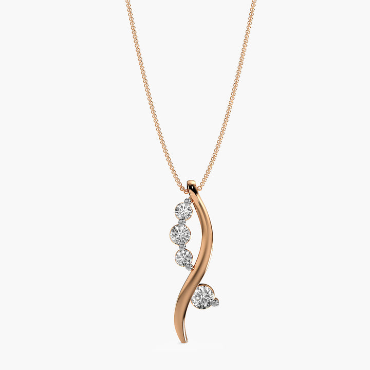 Twirl Elegance Pendant - Front View in Rose Gold - Diamond Pendant by Moena