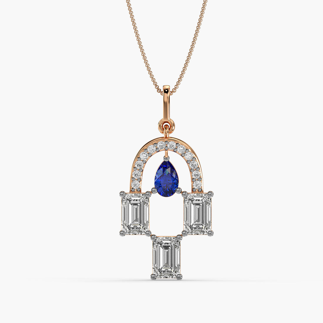 Royal Arch Pendant - Front View in Rose Gold - Diamond Pendant by Moena
