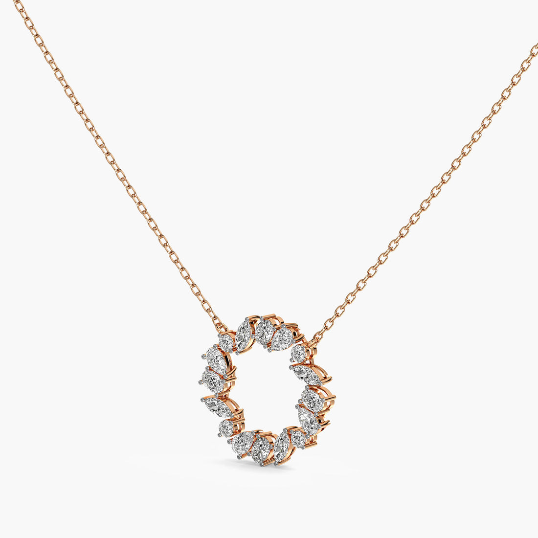 Crystal Halo Pendant (With Chain) - 3D View in Rose Gold - Diamond Pendant by Moena