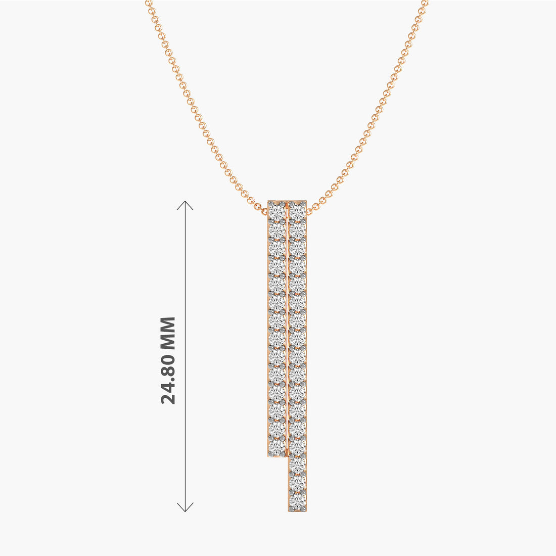 Sleek Diamond Bar Pendant - Front View in Rose Gold - Diamond Pendant by Moena