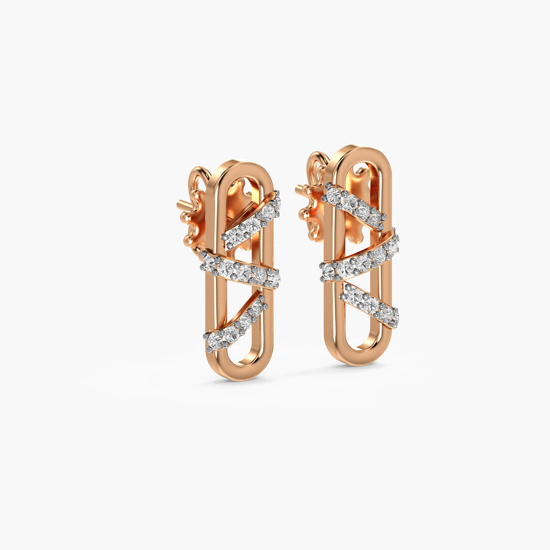 Orbit Sparkle Studs - 3D View in Rose Gold - Diamond Stud by Moena