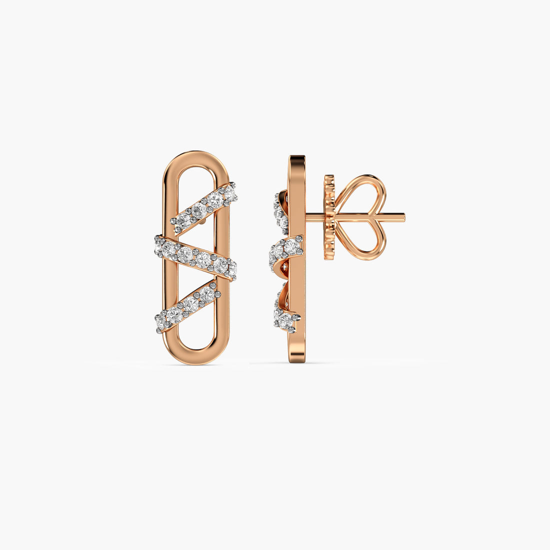 Orbit Sparkle Studs - Side View in Rose Gold - Diamond Stud by Moena