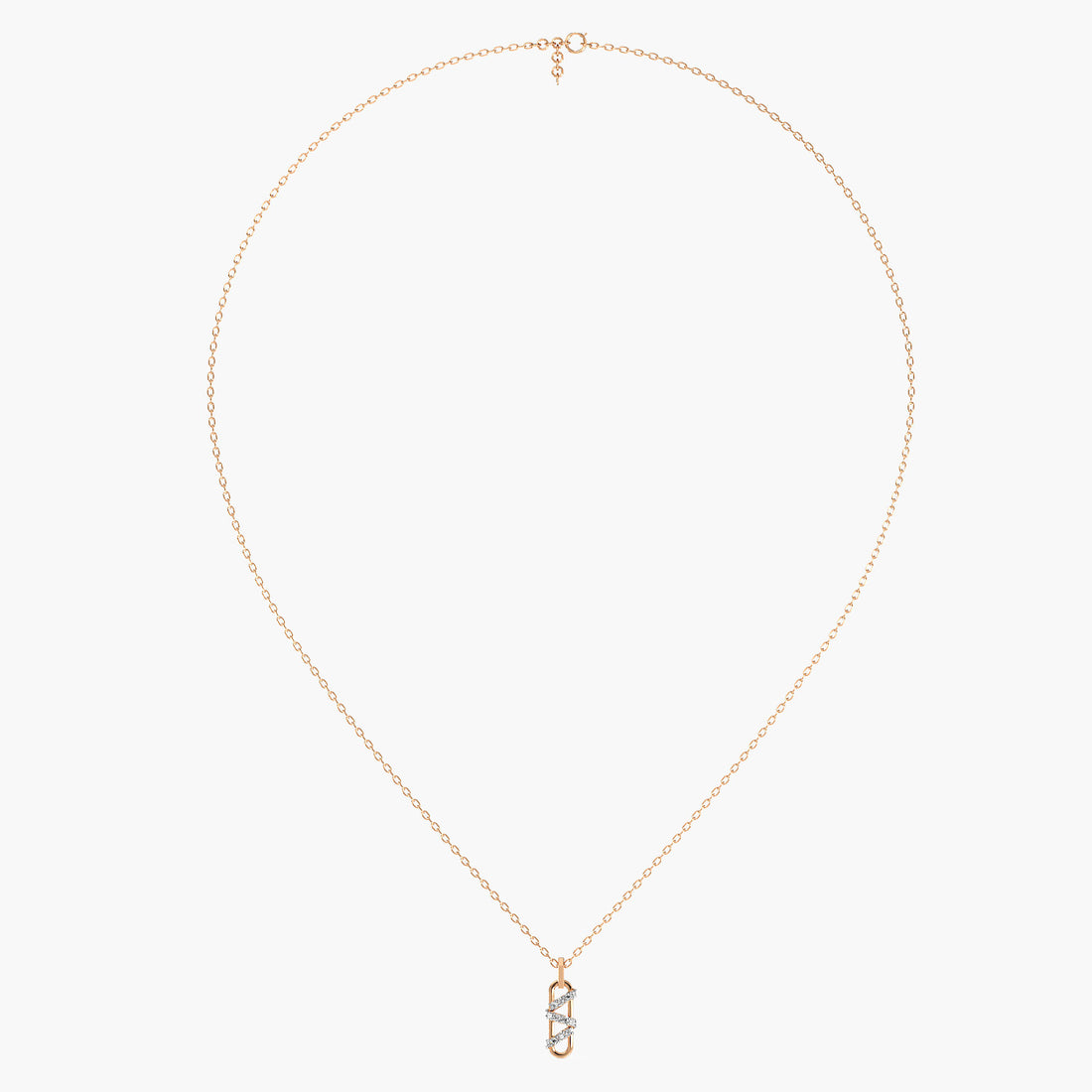 Criss-Cross Link Pendant - Front View in Rose Gold - Diamond Pendant by Moena