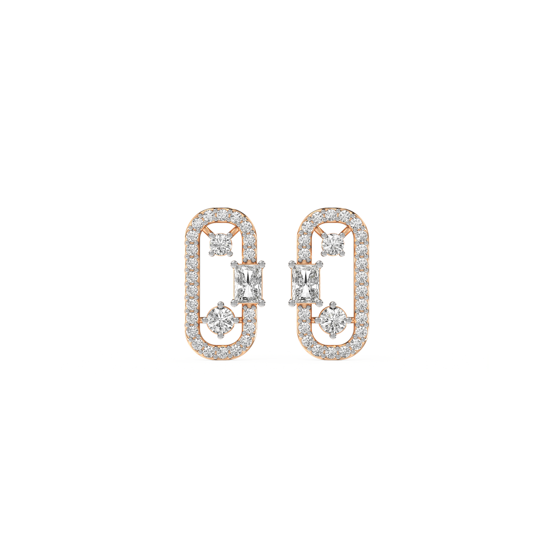 Regal Window Studs - Front View in Rose Gold - Diamond Stud by Moena