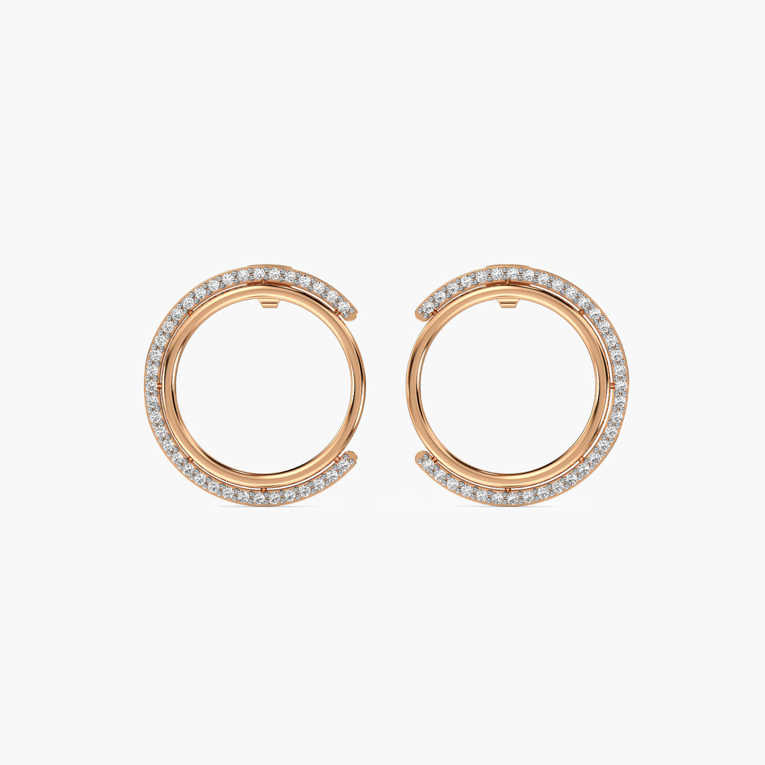 Golden Orbit Hoops - Front View in Rose Gold - Diamond Jewellery by Moena