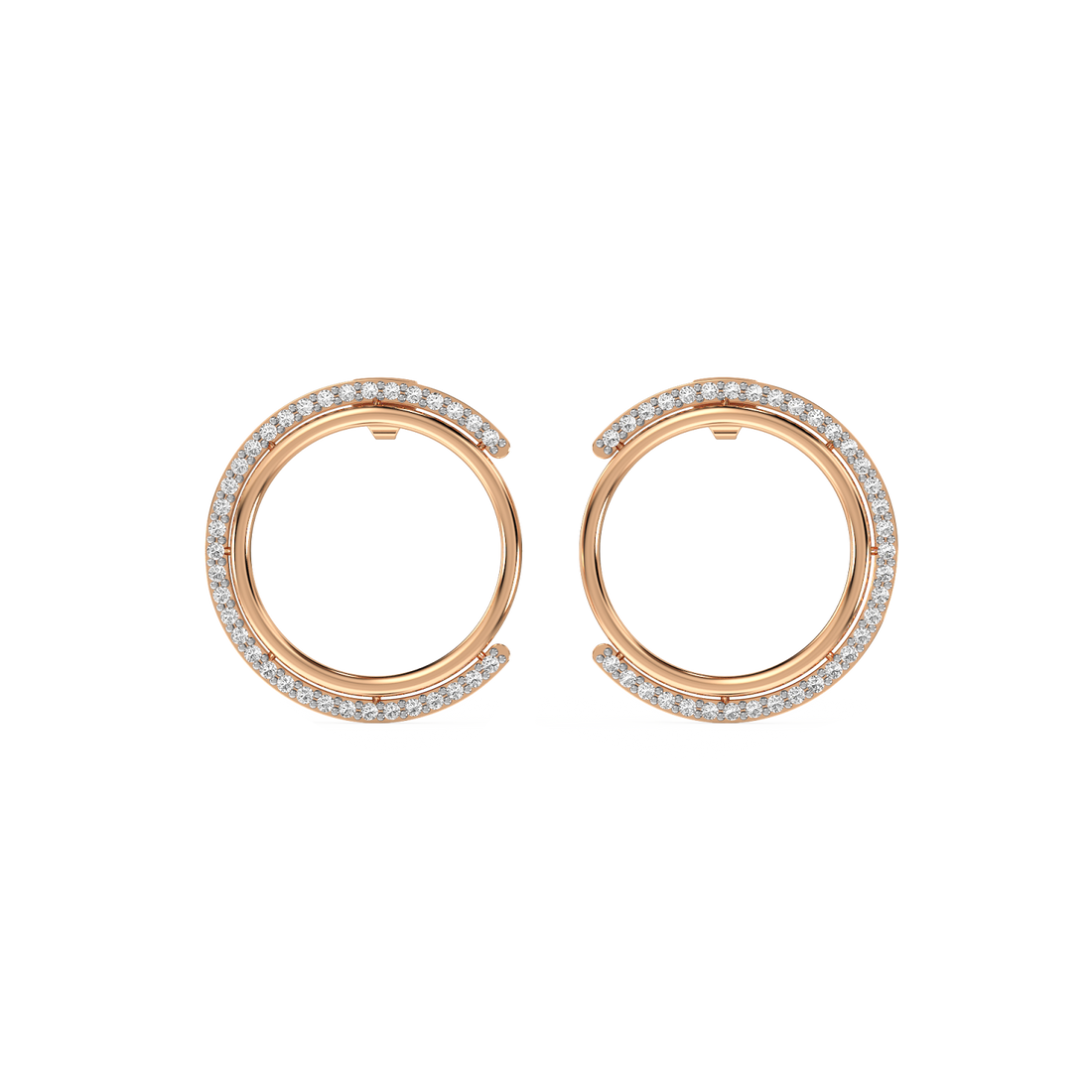 Golden Orbit Hoops - Front View in Rose Gold - Diamond Jewellery by Moena