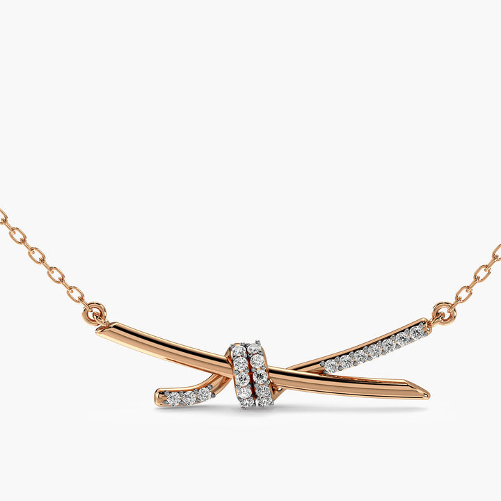 Knotted Grace Necklace (With chain) - Standard View in Rose Gold - Diamond Pendant by Moena