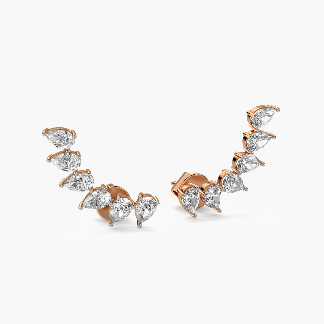 Ear Crawler Sparkle - 3D View in Rose Gold - Diamond Jewellery by Moena