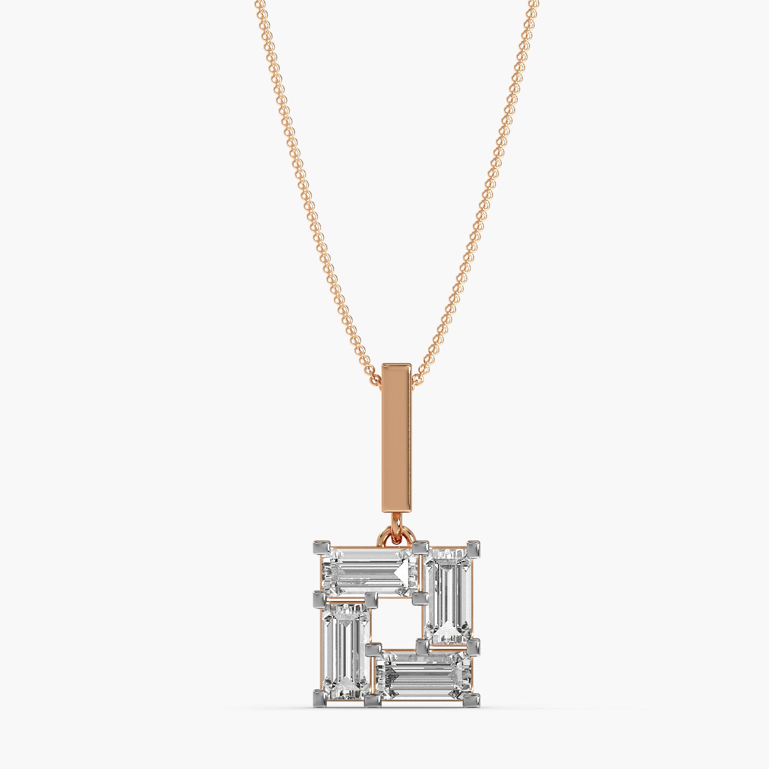 Baguette Square Pendant (With chain)