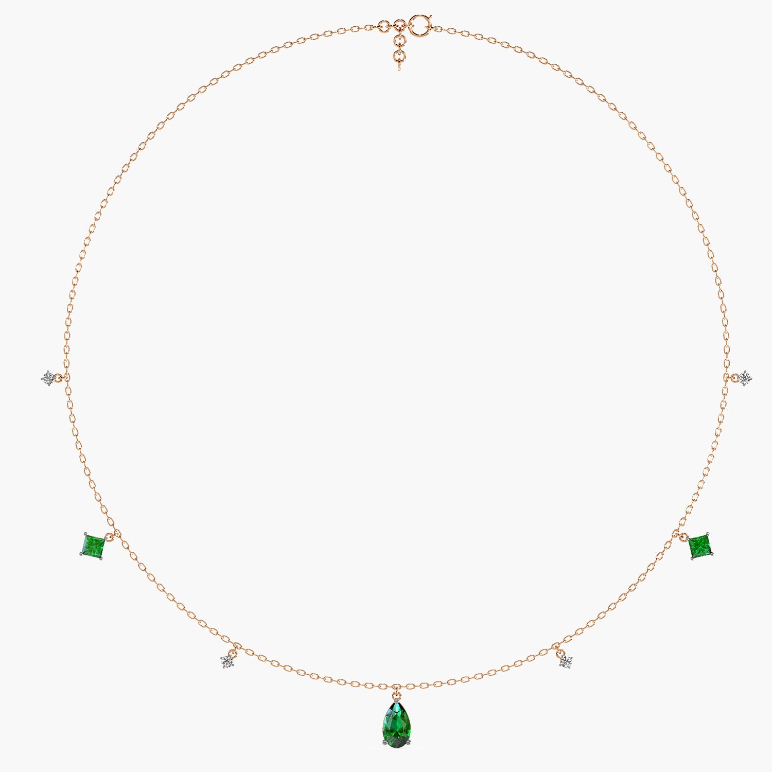 Emerald Charms Necklace (With chain)