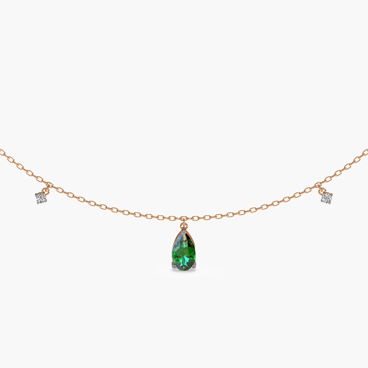 Emerald Charms Necklace (With chain)