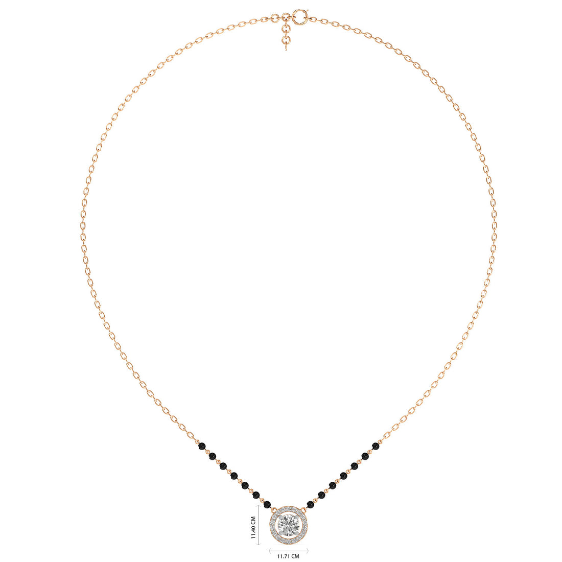 Circle Halo Mangalsutra - Full View in Rose Gold - Diamond Pendant by Moena