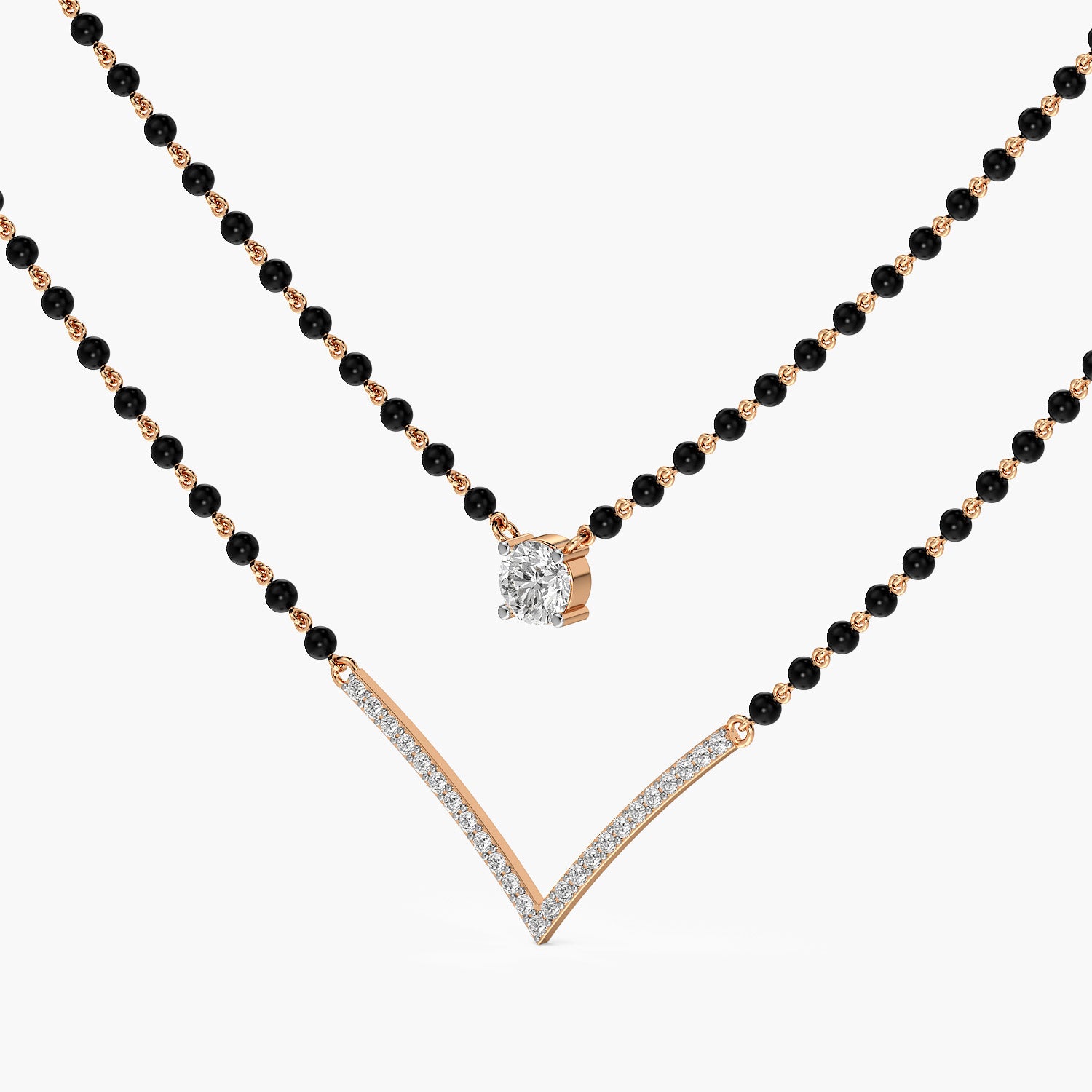 Layered V Solitaire Mangalsutra