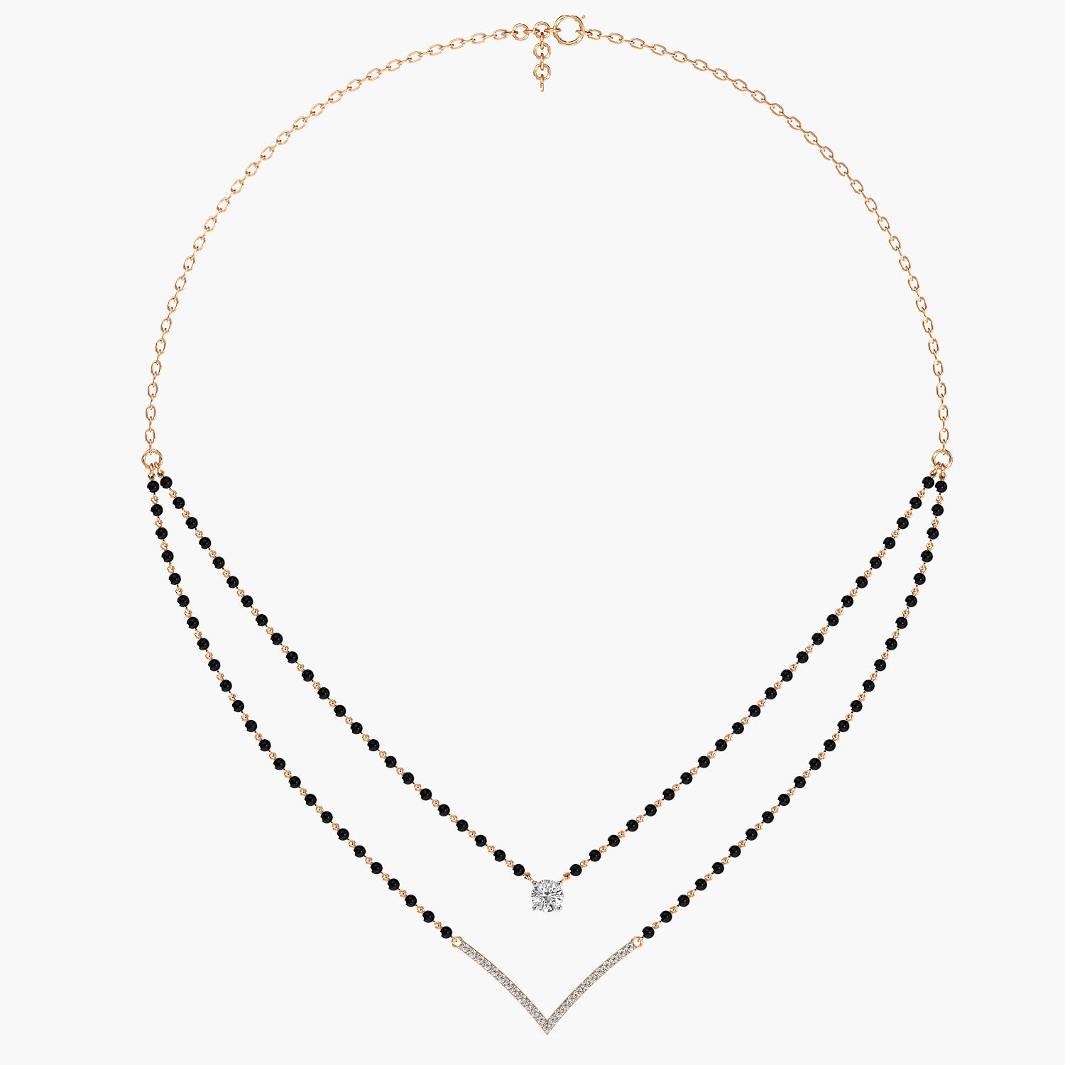 Layered V Solitaire Mangalsutra