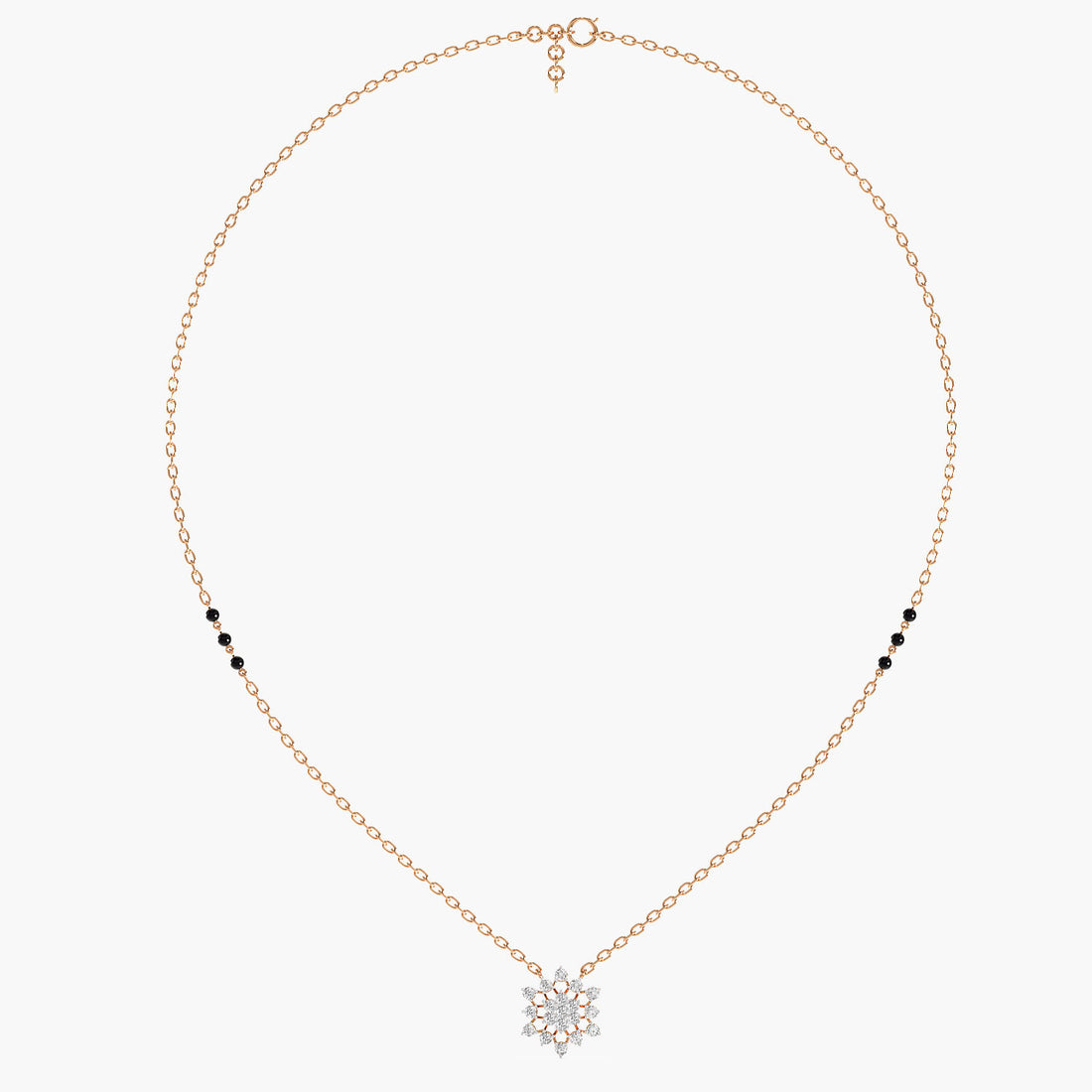 Floral Radiance Pendant - Full View in Rose Gold - Diamond Pendant by Moena