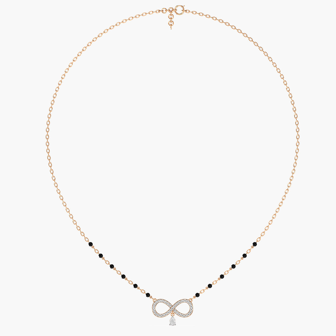 Infinity Drop Mangalsutra - Full View in Rose Gold - Diamond Pendant by Moena